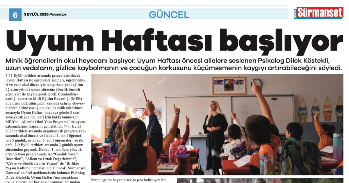 Sürmanşet Gazetesi — Uyum Haftası Başlıyor